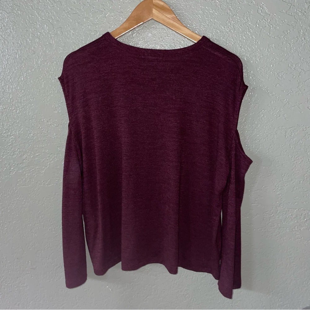 Rag & Bone Jean Purple Port Long Sleeve Slash Cutout Top Tee - Picture 4 of 10